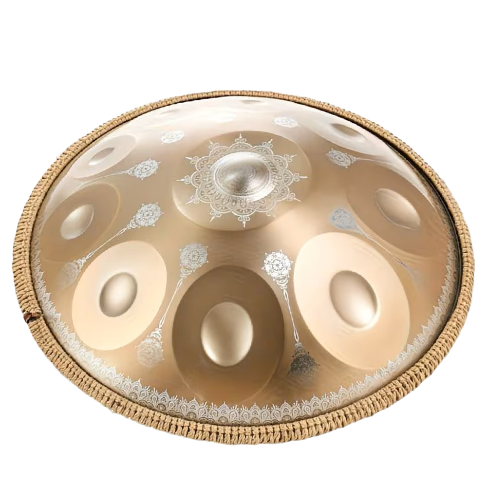Autentický Handpan Mandala D Moll 432 Hz 10 tónů 56 cm Zlatý