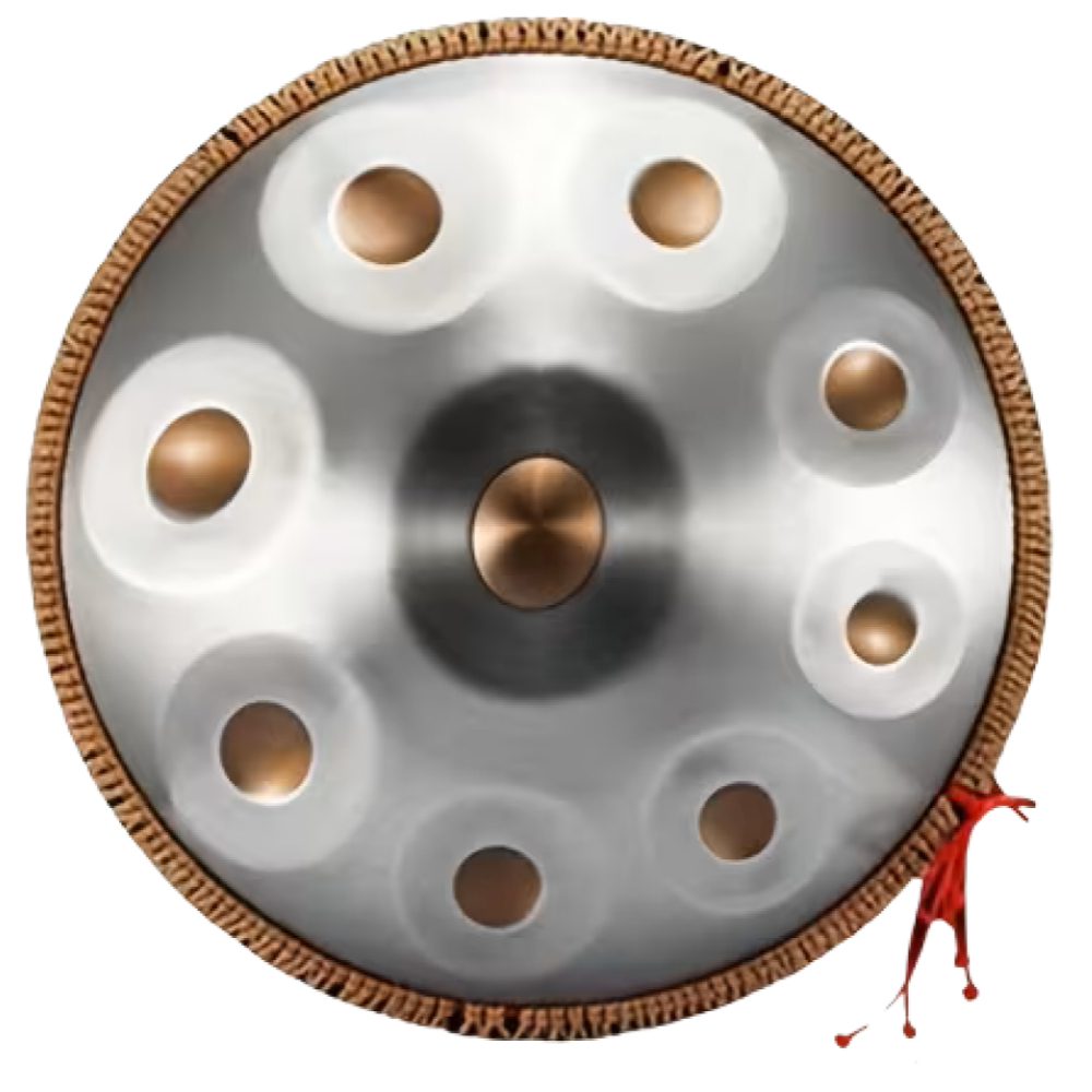 Autentický Handpan D Kurd 440 Hz 9 tónů 56 cm Stříbrné/Zlaté tóny