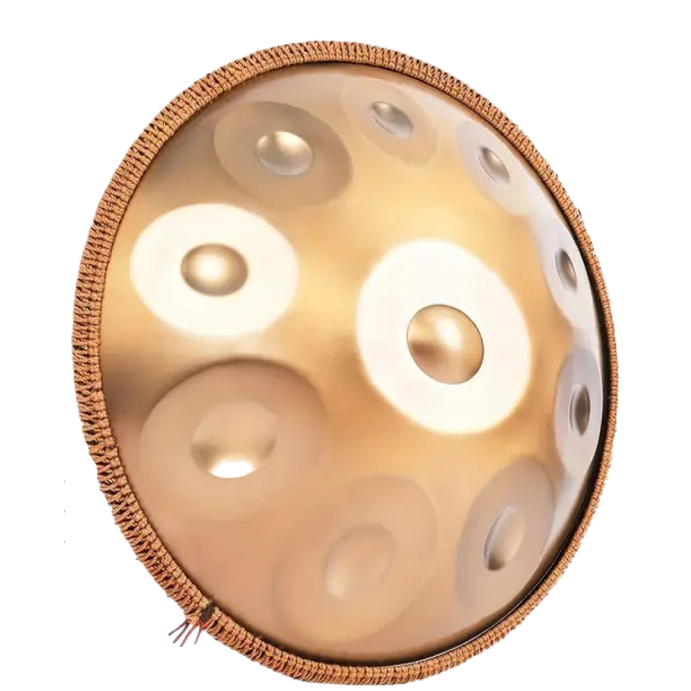 Autentický Handpan D Kurd Minor 440hz 10 tónů 56 cm zlatý