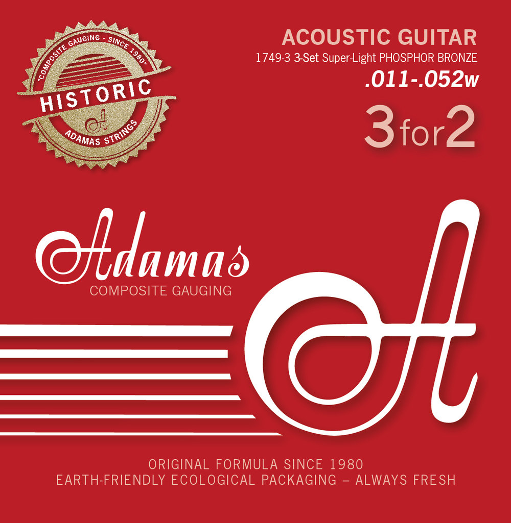 Adamas 1749-3 – 3x sada strun na akustickou kytaru Phosphor Super Light 11