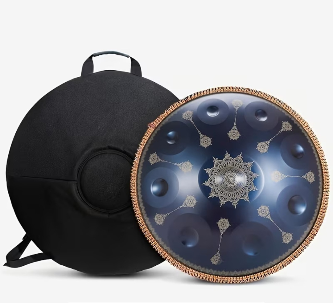 Autentický Handpan Mandala D Moll 432 Hz 10 tónů 56 cm modrý
