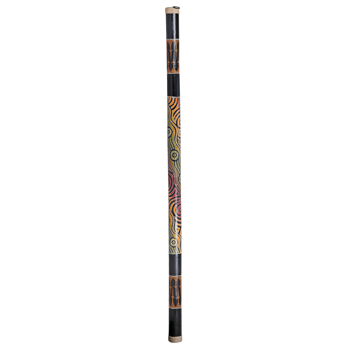 Bambusová dešťová hůlka 120 cm - Aboriginské malby