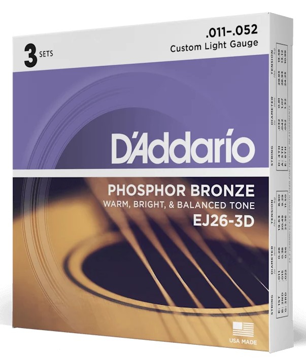 D’Addario EJ26 Phosphor Bronze – struny na akustickou kytaru 11–52