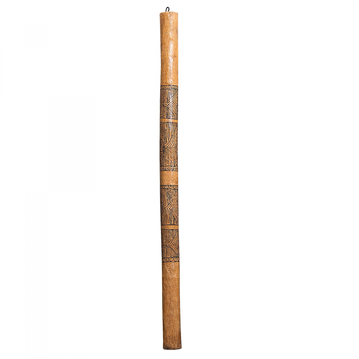 Dešťová hůlka z bambusu + kůra - Maorské malby 100 cm
