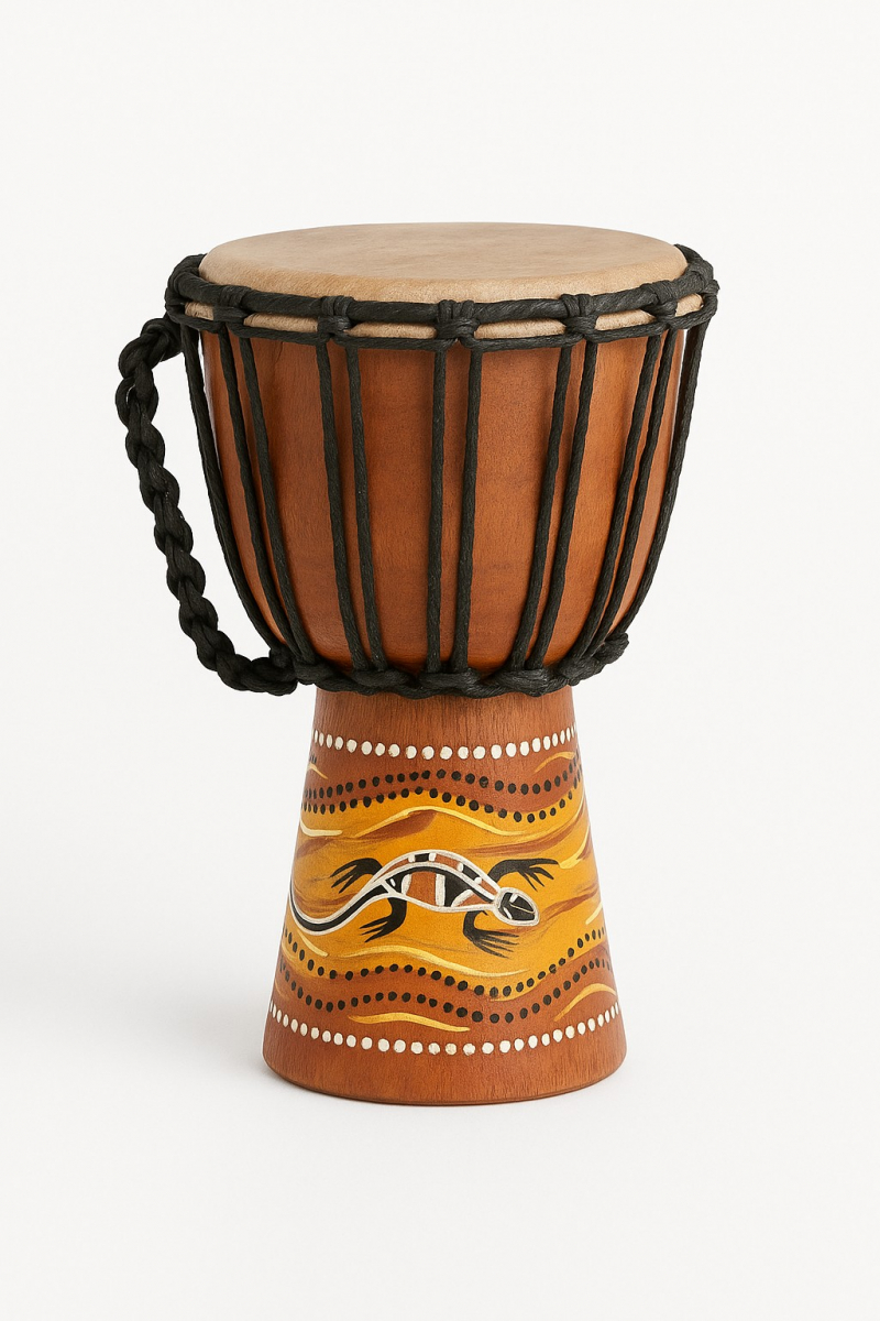 DJEMBE S Aboridžinejskou MALBOU MAHAGON 40 CM