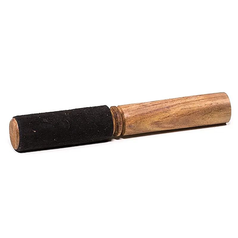 Dřevěná palička na tibetskou misku s černým semišem, 19cm