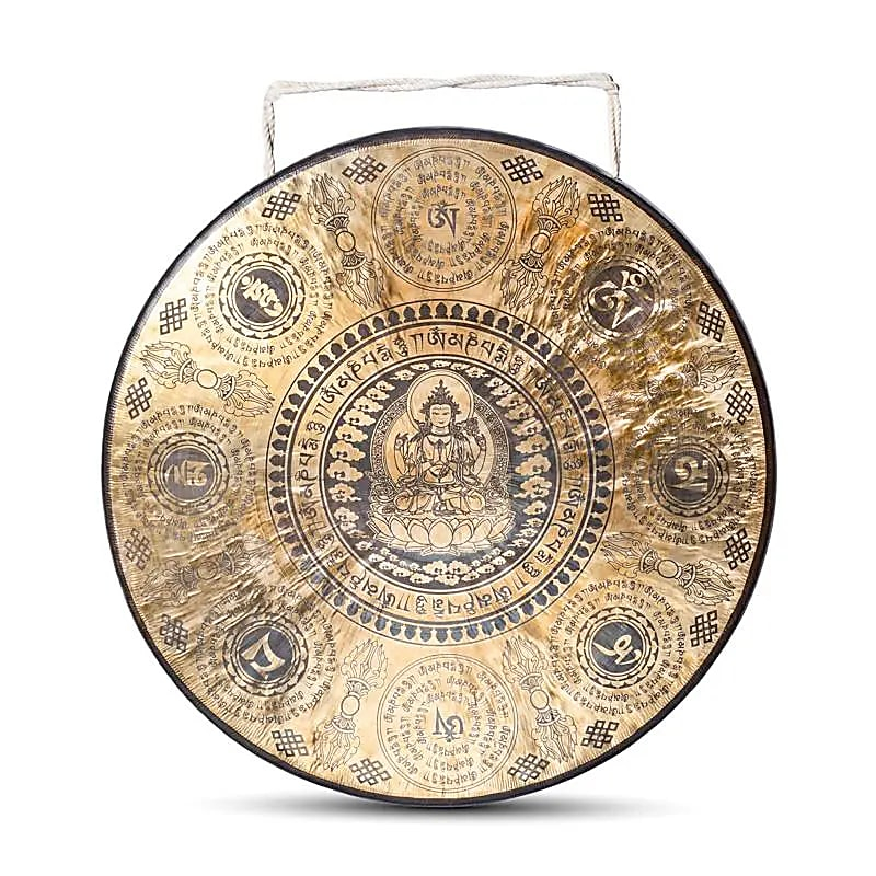 Nepálský gong Chenrezig 60 cm - vyrytý meditační gong (9,5 kg)