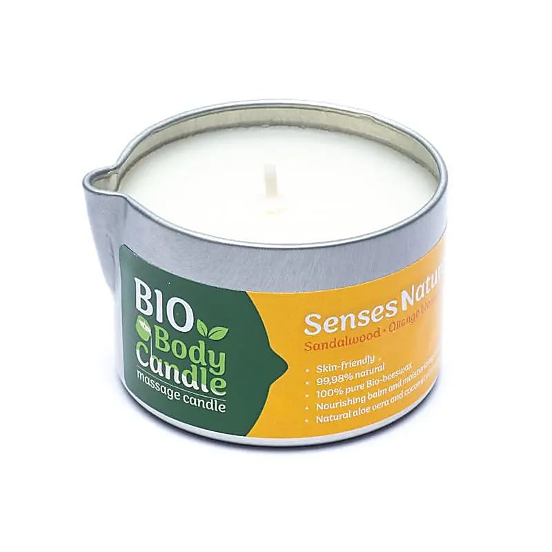 Organická masážní svíčka z včelího vosku – Santalové dřevo & pomerančový květ, 100 ml