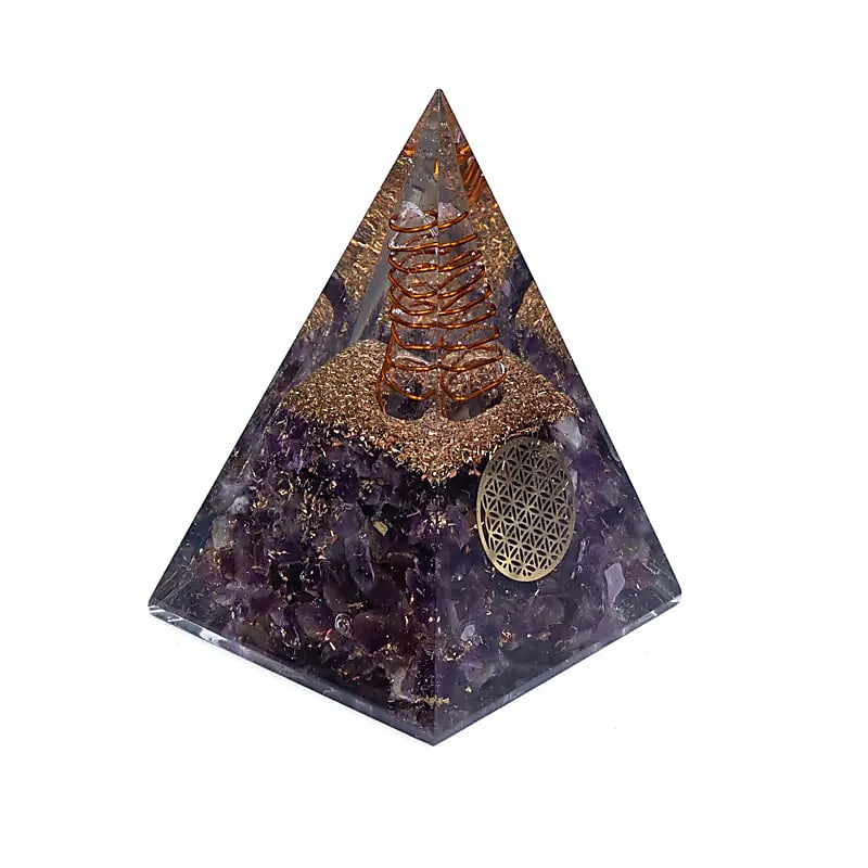 Orgonitová pyramida – ametyst Květ života