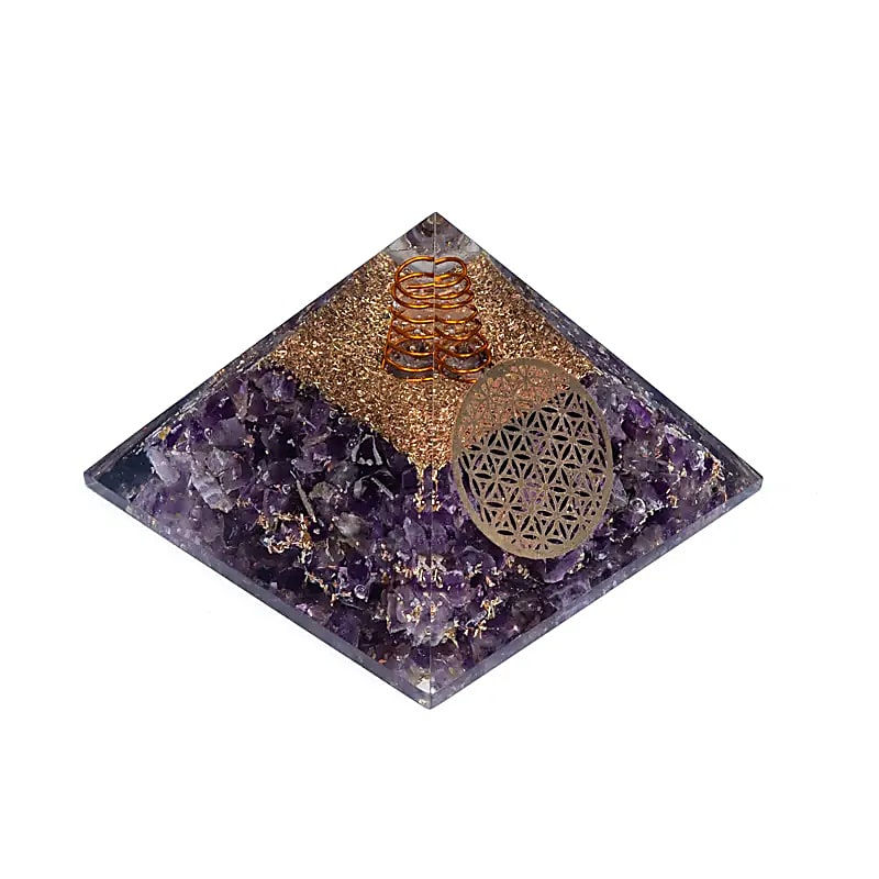 Orgonitová pyramida – ametyst Květ života