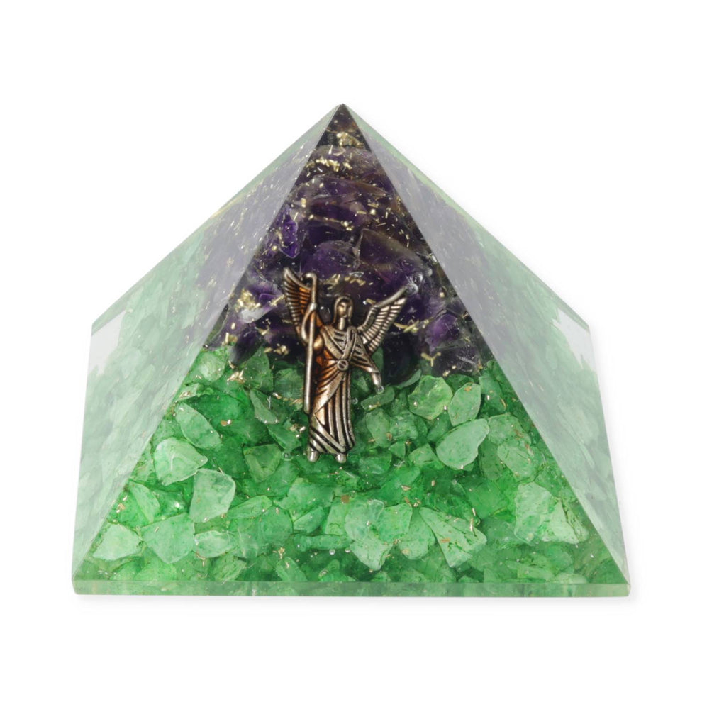 Orgonitová pyramida – peridot a ametyst s Archandělem Rafaelem