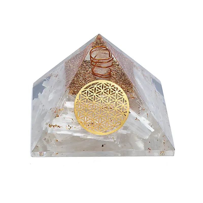 Orgonitová pyramida – selenit Květ života