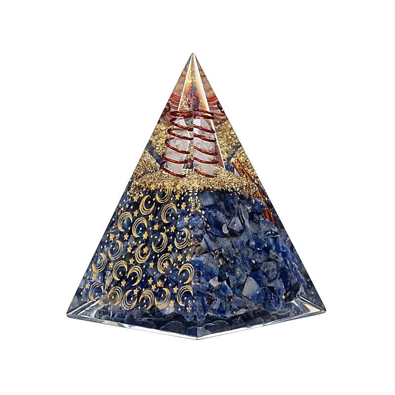 Orgonitová pyramida – sodalit s měsícem a hvězdami
