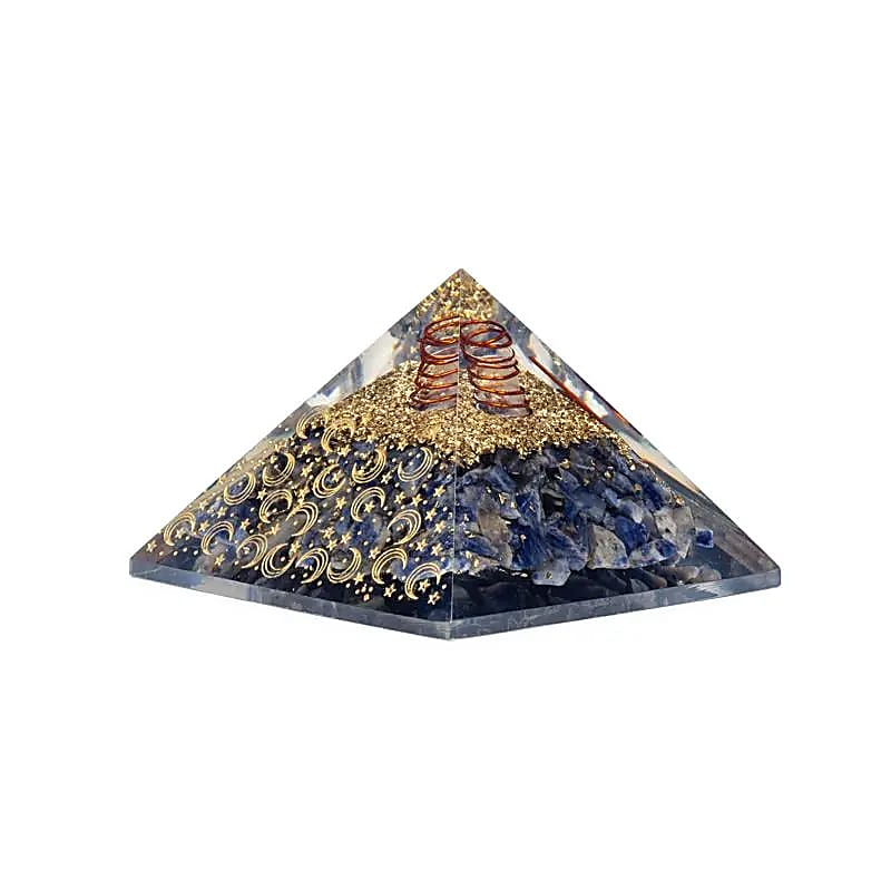 Orgonitová pyramida – sodalit s měsícem a hvězdami