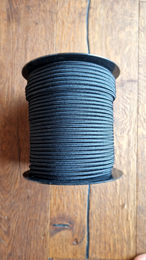 Profesionální šňůra na djembe 5,5 mm s jádrem černá - 1m