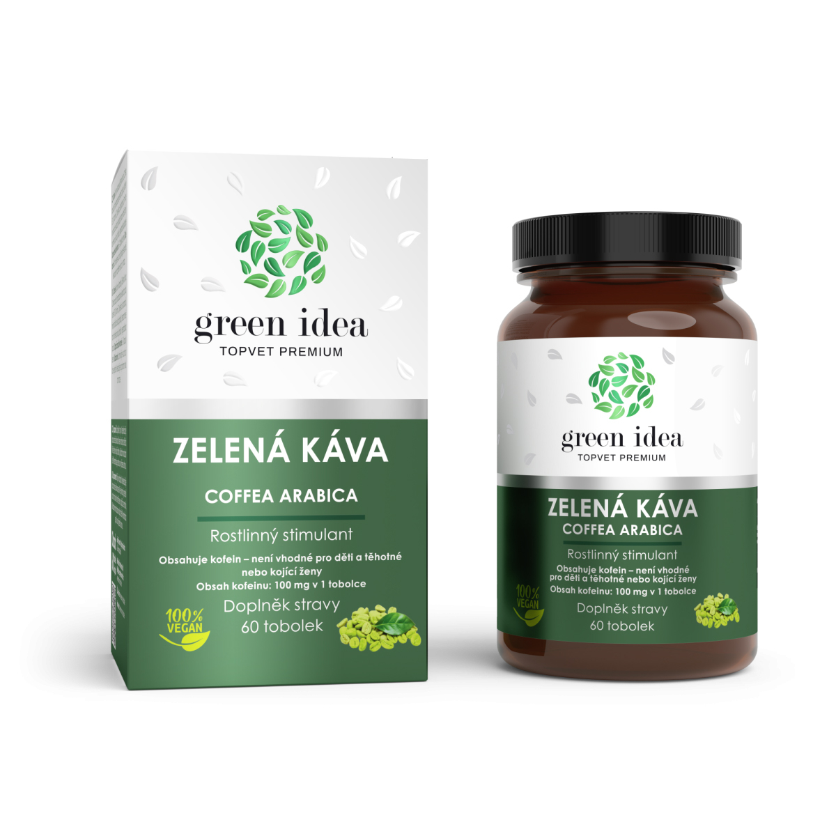 Zelená káva bylinný extrakt - Rostlinný stimulant - Kapsle