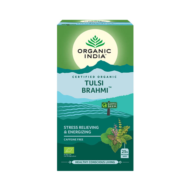 Ajurvédský čaj Tulsi Brahmi, Organic Indie, 25 sáčků
