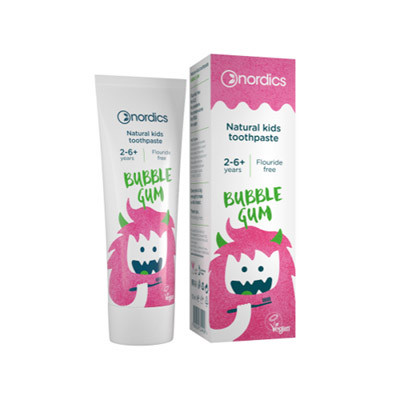 Detská přírodní zubní pasta Bubble Gum bez fluoridu 50 ml Nordics