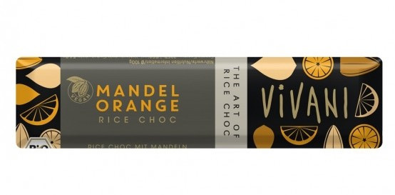 Čokoláda rýžová Mandle Pomeranč BIO - 40g Vivani