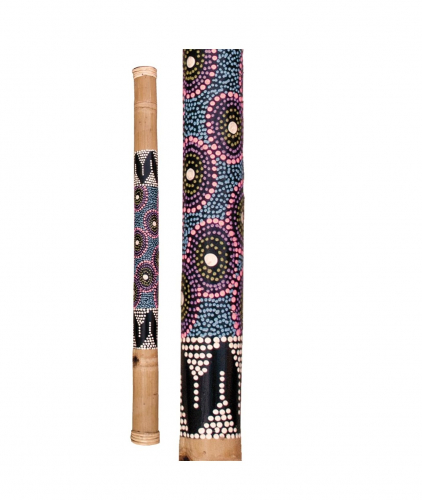 Dešťová hůl z bambusu malovaná 80cm