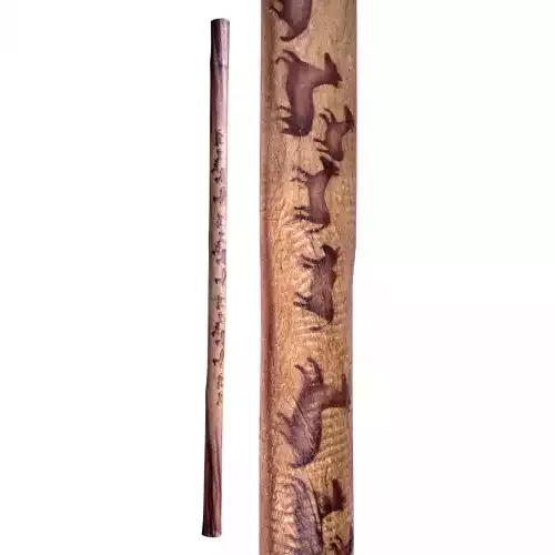 Dešťová hůl bambus + kůra - pravěké malby 100 cm
