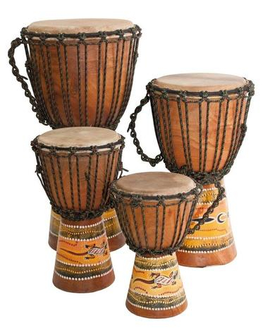 DJEMBE S Aboridžinejskou MALBOU MAHAGON 25 CM