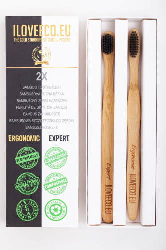 I Love Eco Bambusové zubní kartáčky Ergonomic + Expert dvojité balení