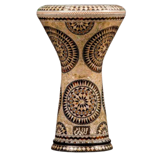 Gawharet EL Fan - Darbuka (Doumbek) Mother of pearl Arabic Flowers  8.75” x 17”