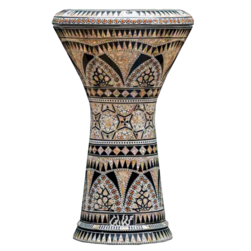 Gawharet EL Fan - Darbuka (Doumbek) Mother of pearl Arabic ornamets 8.75” x 17”