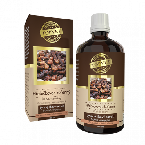 Hřebíčkovec kořenný tinktura - kapky 100ml Topvet - Zuby, dutina ústní, trávení